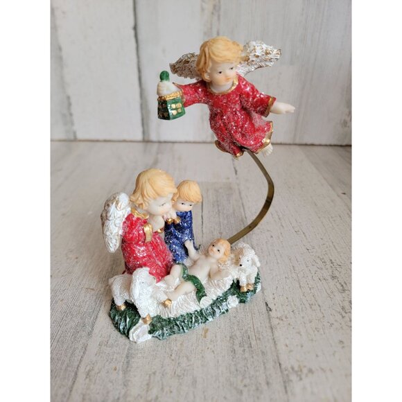 Glitter baby Jesus Angel visiting home decor vintage religious - Picture 2 of 6
